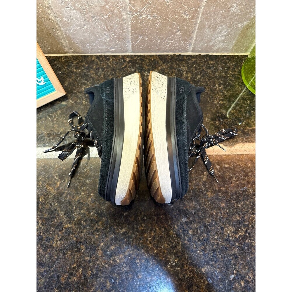 UGG Marin Lace Up Platform Sneakers Black Suede W 8 EUC - Picture 6 of 9